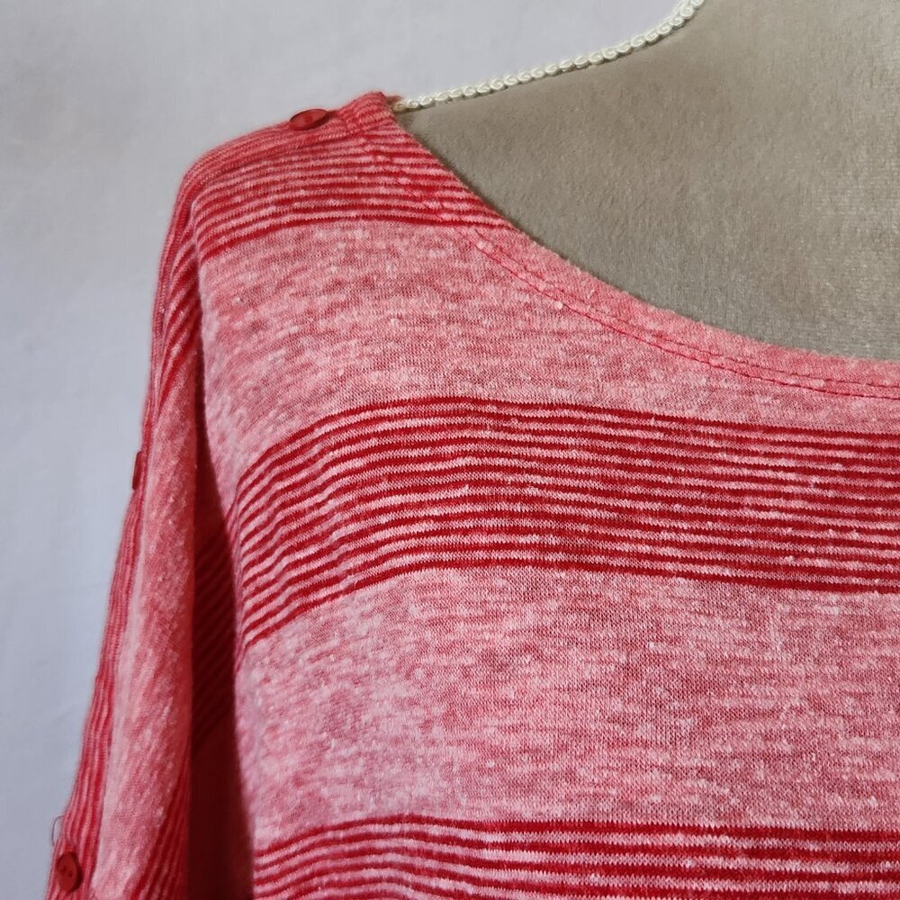T By Talbots Woman's Size XL Heather Pink & Red Striped Long Sleeve Pullover Top - Picture 5 of 15